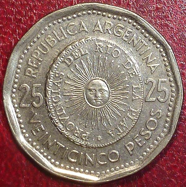 Аргентина 25 песо 1967 года.