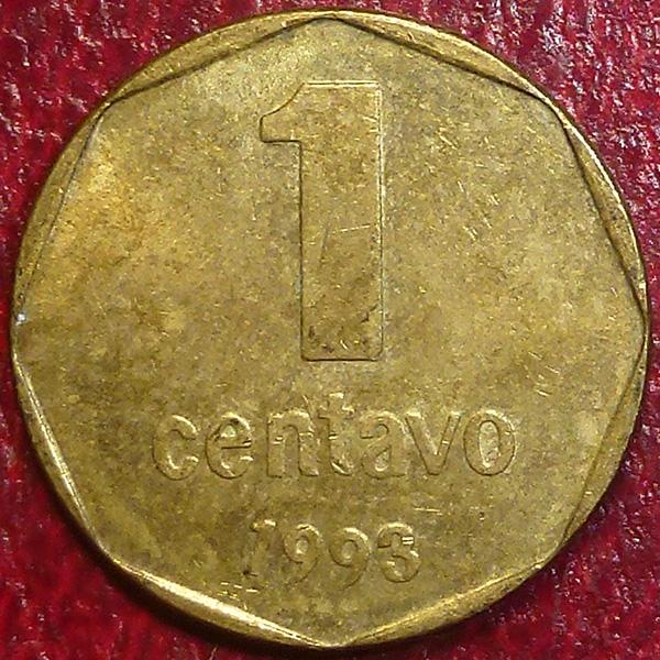 Аргентина 1 сентаво 1993 года.