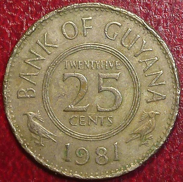 Гайана 25 центов 1981 года.