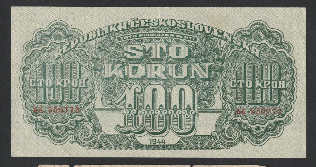 Чехословакия, 100 крон 1944 года