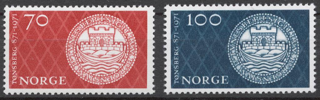 Норвегия 1971 Mi# 619-20** 1100 ЛЕТ ГОРОДУ ТОНСБЕРГ, ПЕЧАТЬ