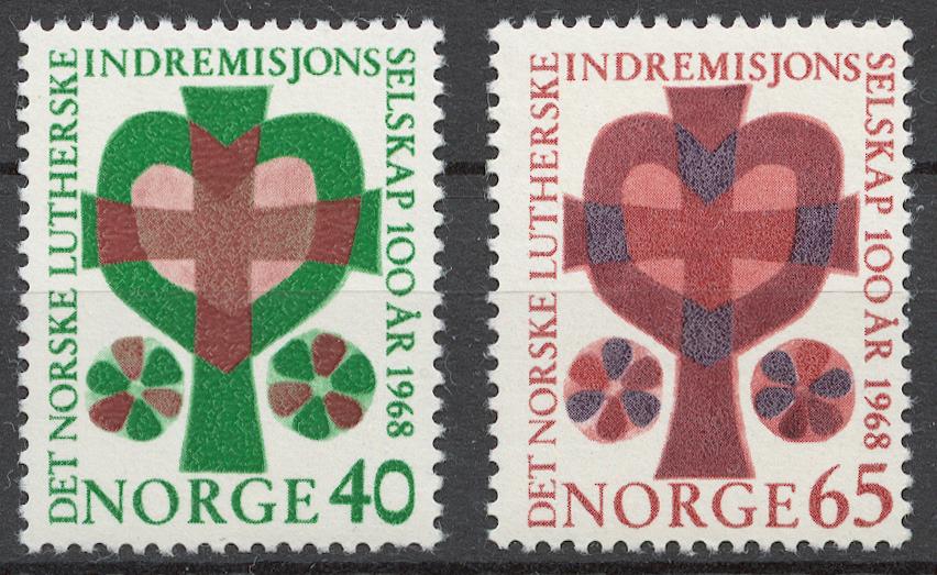 Норвегия 1968 Mi# 570-71** 100 ЛЕТ ЛЮТЕРАНСКОЙ МИССИИ