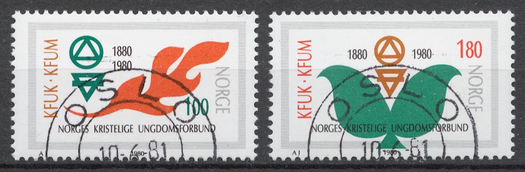 Норвегия 1980 Mi# 809-10 (CTO) ХРИСТИАНСКАЯ МОЛОДЕЖНАЯ ОРГАНИЗАЦИЯ