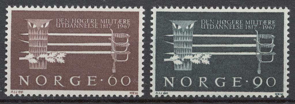 Норвегия 1967 Mi# 553-54** 150 ЛЕТИЕ ВОЕННОЙ АКАДЕМИИ