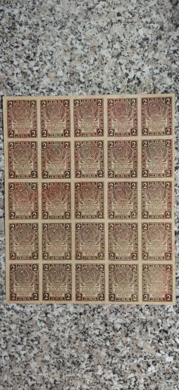 2 рубля 1919 года. полный лист. КОЛЛЕКЦИОННОЕ СОСТОЯНИЕ. RRR