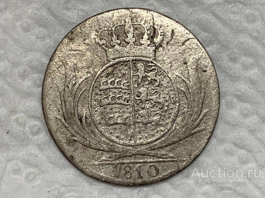 Вюртемберг 6 крейцер 1810 г серебро