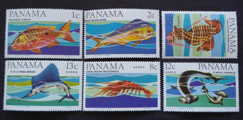 Панама  1965 г.  Морская фауна , Рыбы  6м. **   Л.32