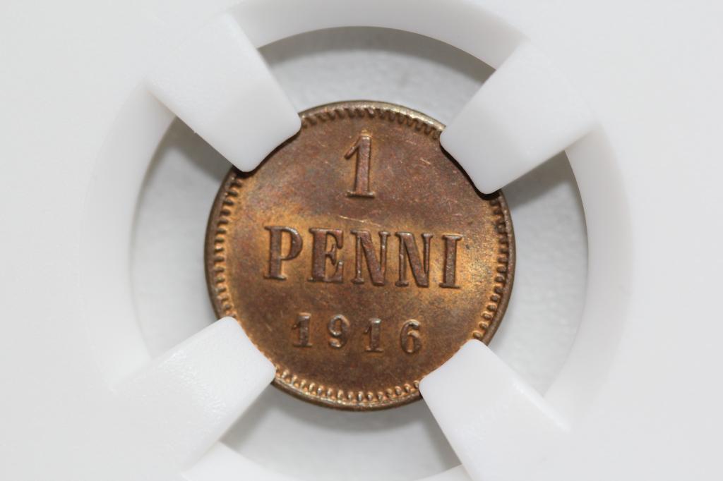 1 пенни 1916 Русская Финляндия слаб ННР MS63BN