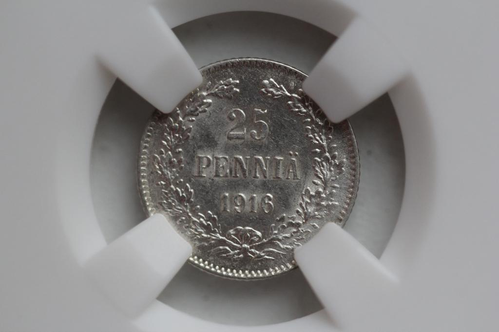 25 пенни 1916 Русская Финляндия слаб ННР MS63 #2