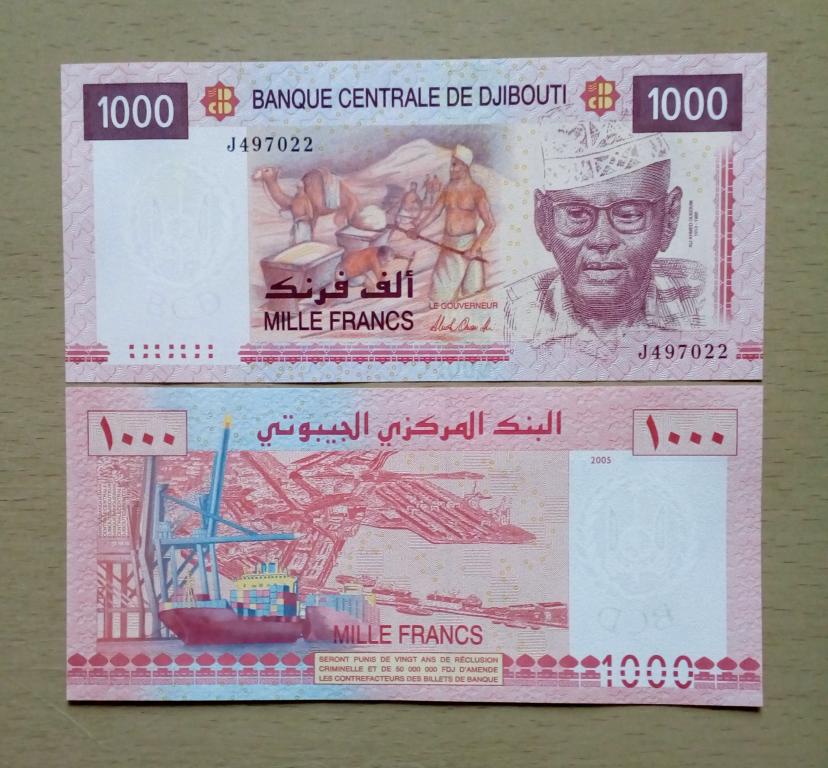 Джибути 1000 пресс unc