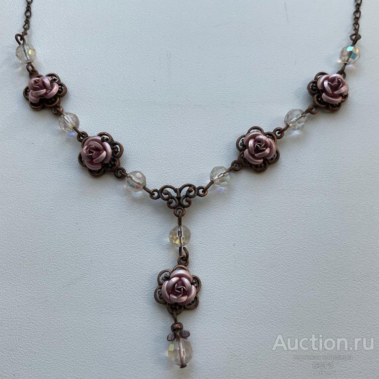 💟 Бусы ожерелье. Розы розочки. Женское украшение на шею. Бижутерия.