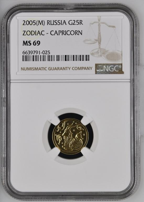 25 рублей 2005 года. Знаки Зодиака - Козерог NGC PF69