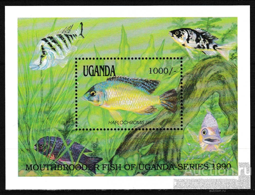Уганда 1990 Тропические рыбы Морская фауна моря блок**