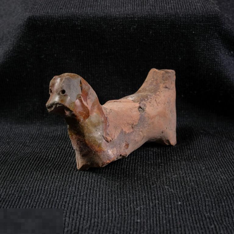 Большая старинная свистулька собачка