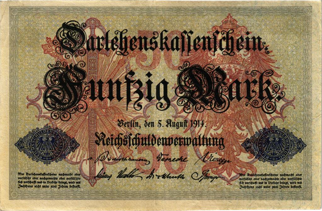 50 марок 1914 года Германия номер 7-значный