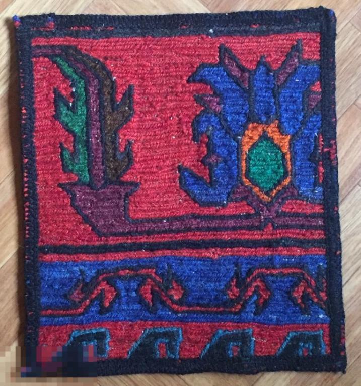 Старинный восточный ковер. Дагестанский сумах (килим). Кавказский ковер 31 х 27 см