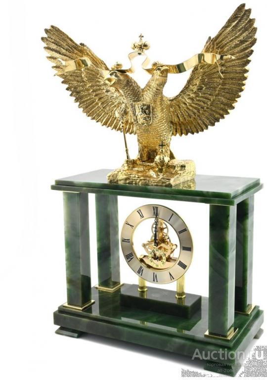 Часы каминные из нефрита ДВУГЛАВЫЙ ОРЁЛ AZRK-3720911*