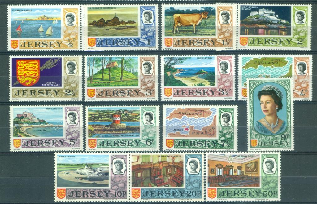 Джерси (Великобритания 1970 г. стандарт серия Ландшафт Монархи (новая монетная стопа) негашеная**