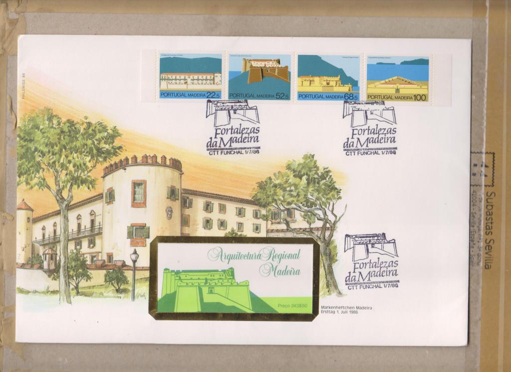 Мадейра,1986,Ми-107-10,FDC(C):Крепости
