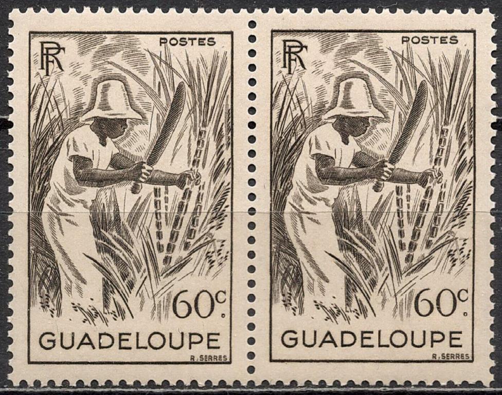 ❤1947 Гваделупа Бывшая Колония Франции Пара Mi 217 MNH OG