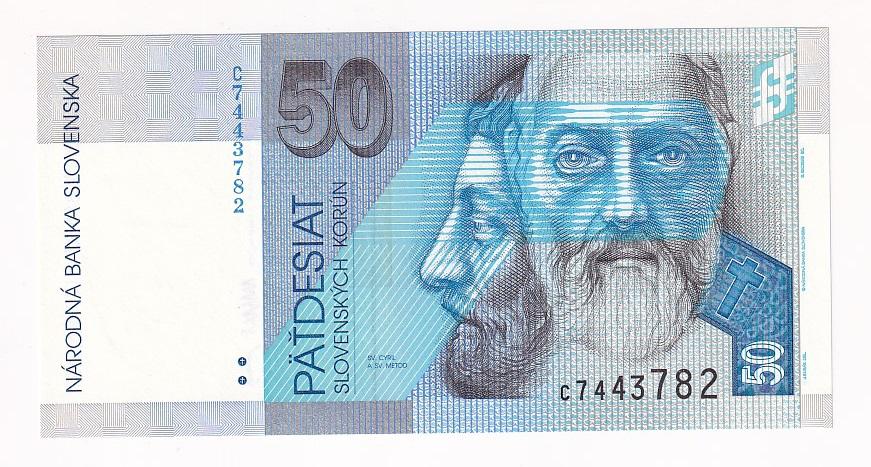 Словакия Банкнота 50 крон 1993 год Серия C7443782 UNC (39772)