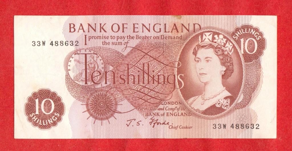 Великобритания, 10 шиллингов, 1960-1970, XF(-), 33W 488632, подпись J.S.Fforde