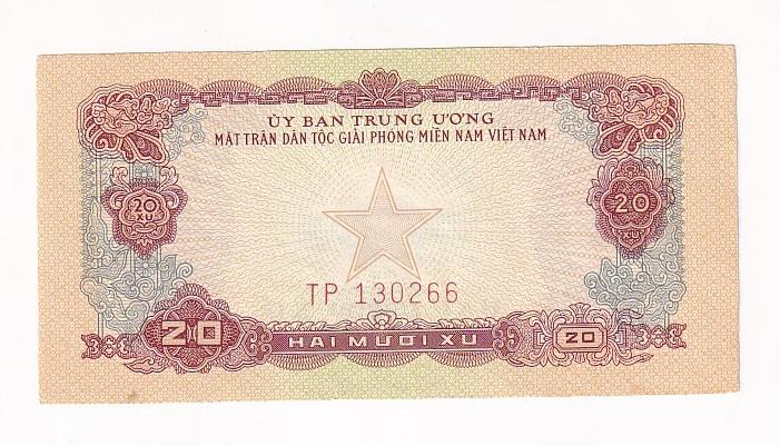 Южный Вьетнам Банкнота 20 су 1963 Серия ТР130266  (39876)
