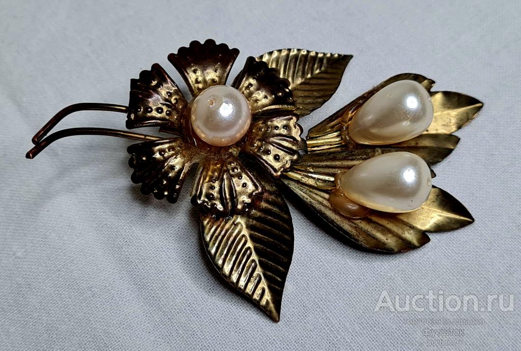 БРОШЬ СТАРАЯ ВИНТАЖ МЕТАЛЛ ПЛАСТИК ЛЕГКАЯ ВРЕМЕН СССР ❤410 39