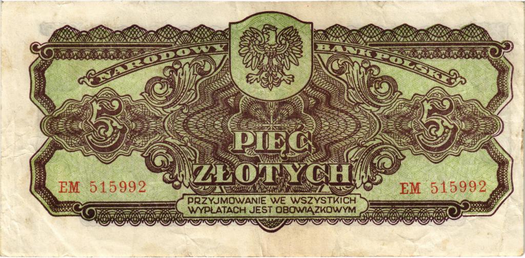 5 злотых 1944 года "obwiazkowym" Польша 