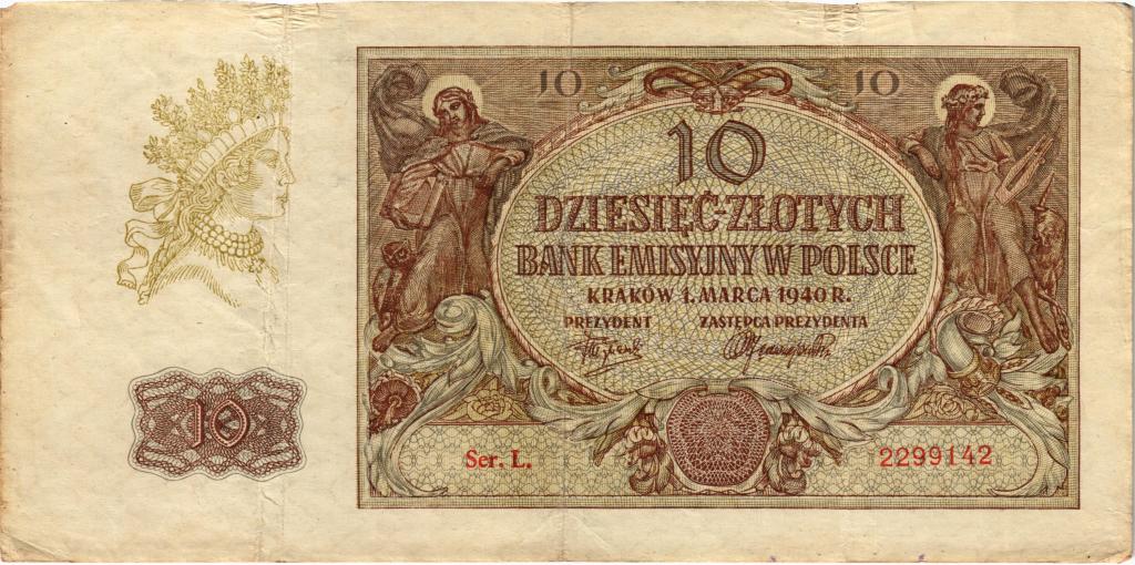 10 злотых 1940 года Польша 