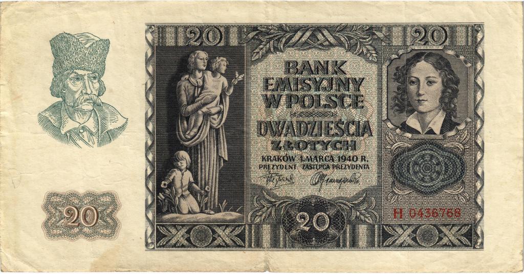 20 злотых 1940 года Польша