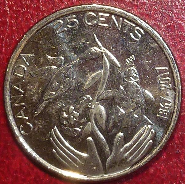 Канада 25 центов 2017 года. 150 лет Конфедерации. Надежда на зелёное будуще.