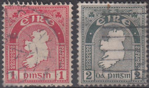 1922 - 1923 Ирландия Стандарт Национальные символы Карта № 41, 43 гаш 0.90 евро