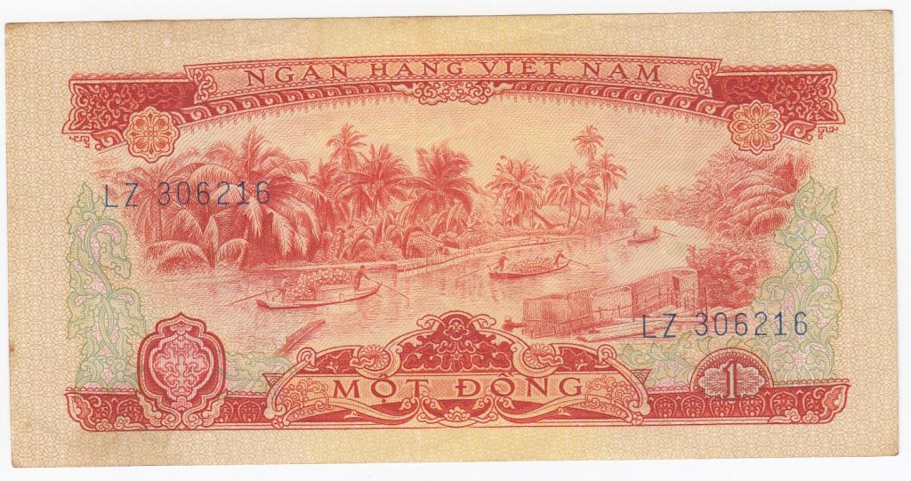 Южный Вьетнам Банкнота 1 донг 1966 1975 год LZ 306216 VF+ (39961)