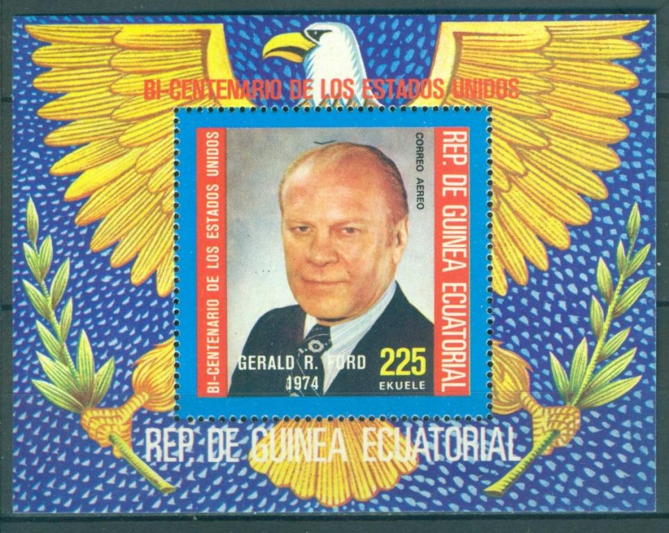 Экваториальная Гвинея 1975 г. блок 200-летие США Президент Форд негашеная**