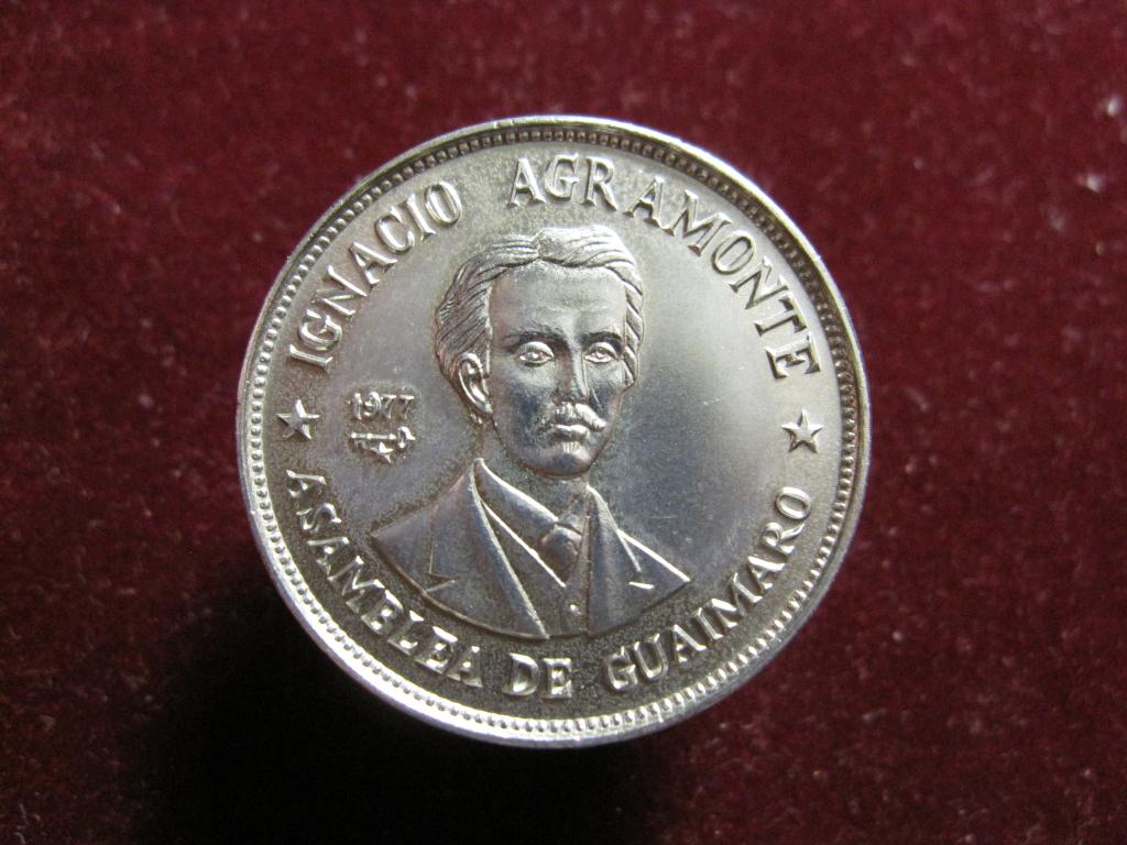 КУБА 1 песо 1977 Игнасио Аграмонте кубинский революционер UNC! Тираж 3000 штук! №6