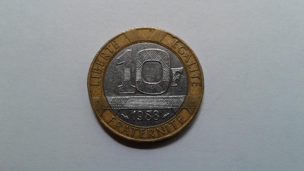 Франция. 10 франков 1988 г.