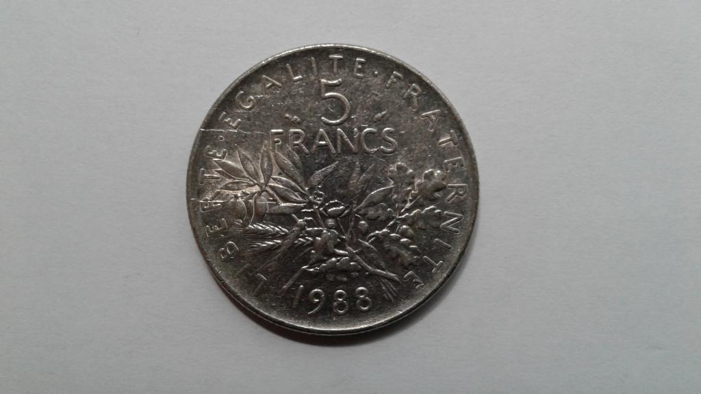 Франция. 5 франков 1988 г.