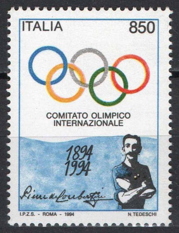 Италия, 1994, Спорт, Олимпийские игры, Кубертен