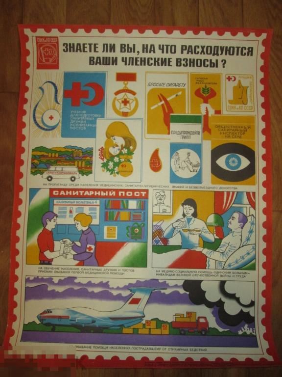ПЛАКАТ "ЧЛЕНСКИЕ ВЗНОСЫ..."  СССР 1982 г.