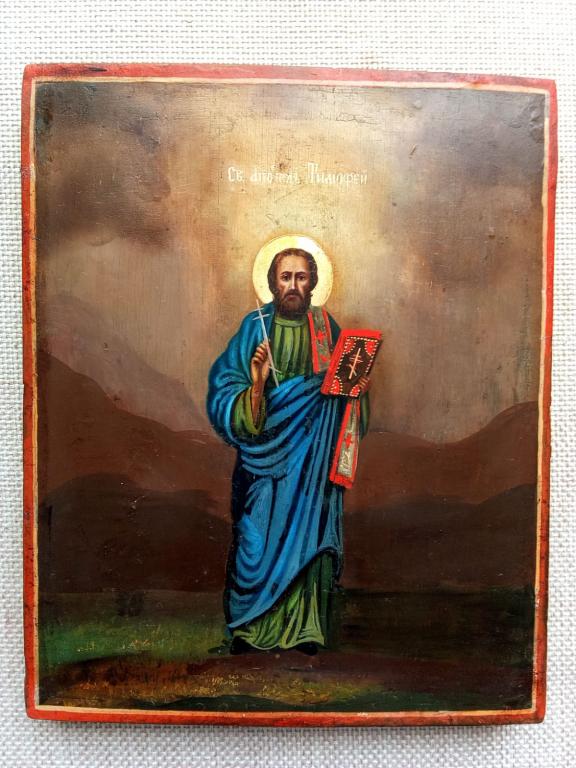 Икона старинная Апостол Тимофей! Редчайший именник! 19 век!