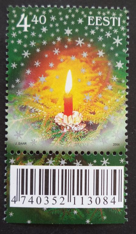 Эстония 2004  г.   Рождество . Свечка  **   л.23