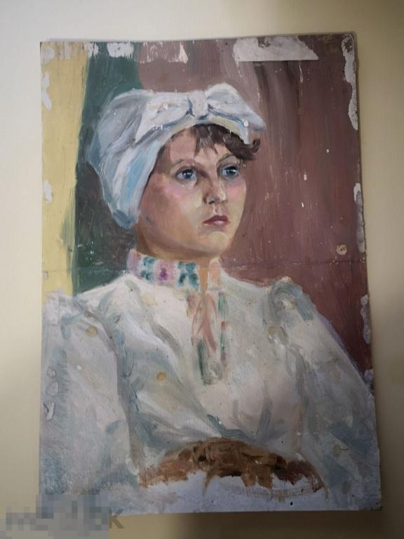 ПОРТРЕТ ЖЕНЩИНЫ  н/х  50 х 34 см. КАРТОН МАСЛО СССР