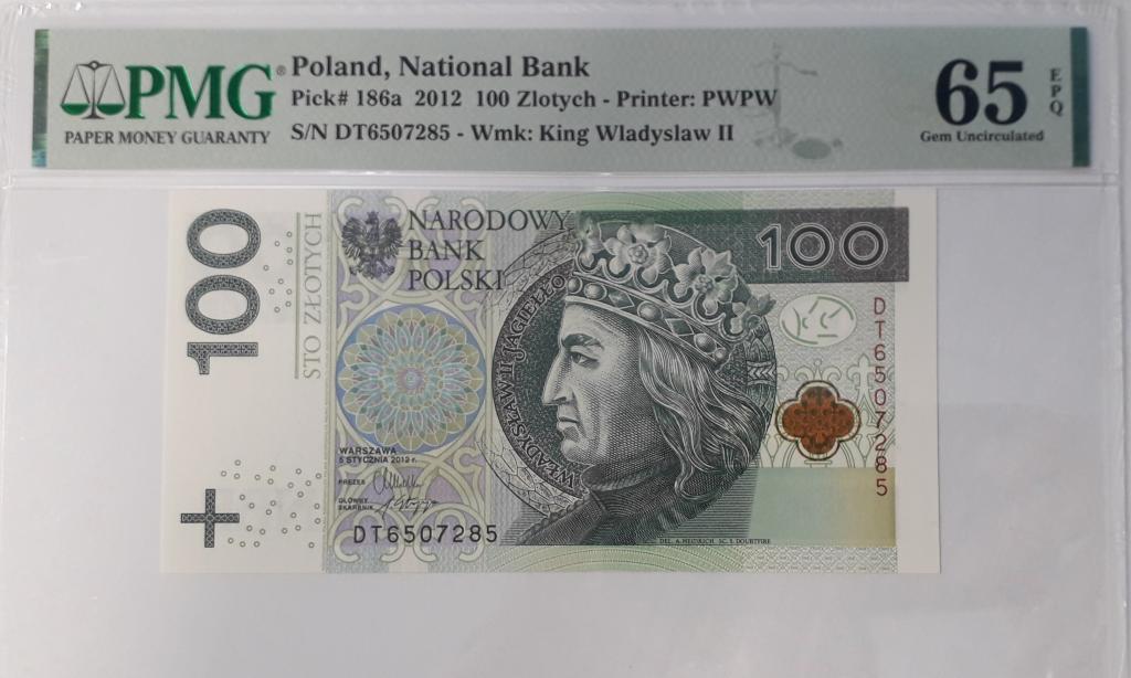 100 злотых 2012 (Р:186а) Польша. PMG65