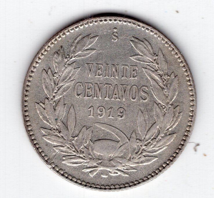 20 сентаво - Чили - 1919 - серебро 400