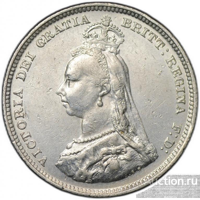 Монета 1 шиллинг 1887 новый портрет Великобритания
