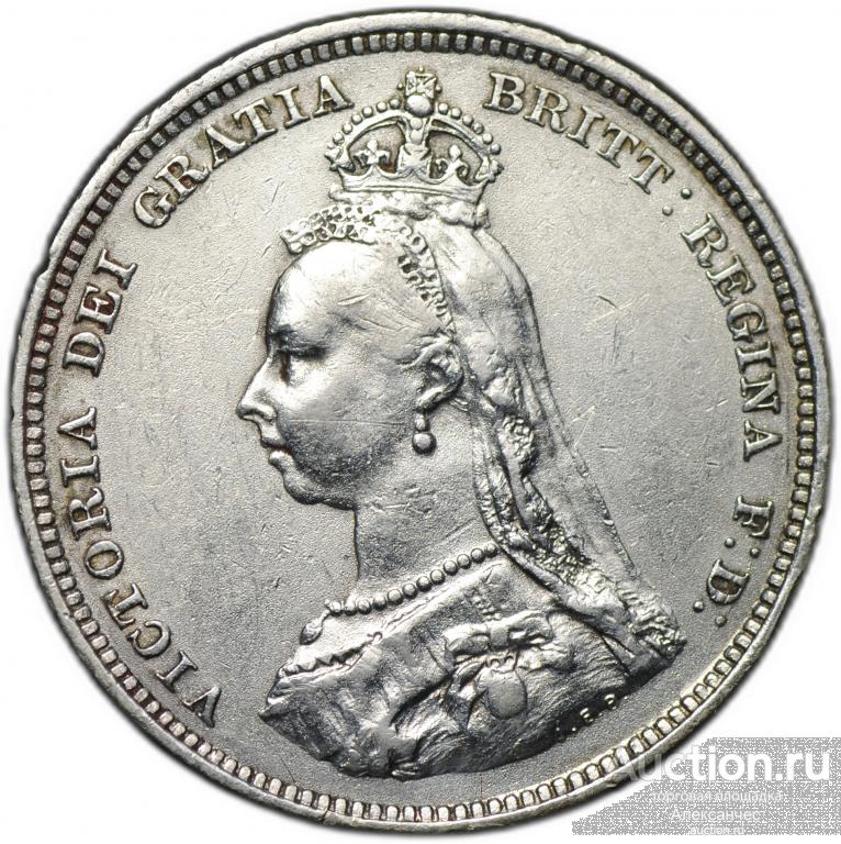 Монета 1 шиллинг 1887 новый портрет Великобритания