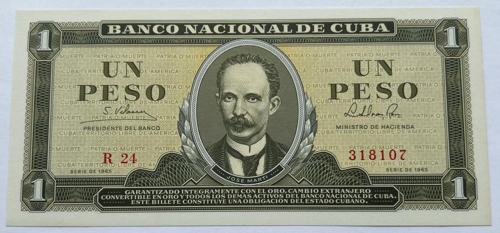 КУБА 1 ПЕСО 1965 ГОД UNC