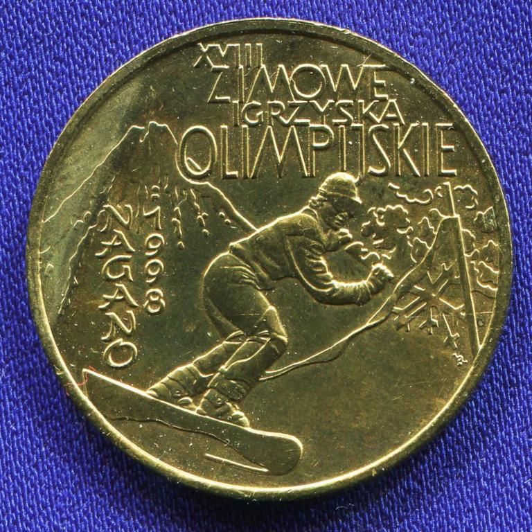 Польша 2 злотых 1998 aUNC Олимпиада Нагано 1998-