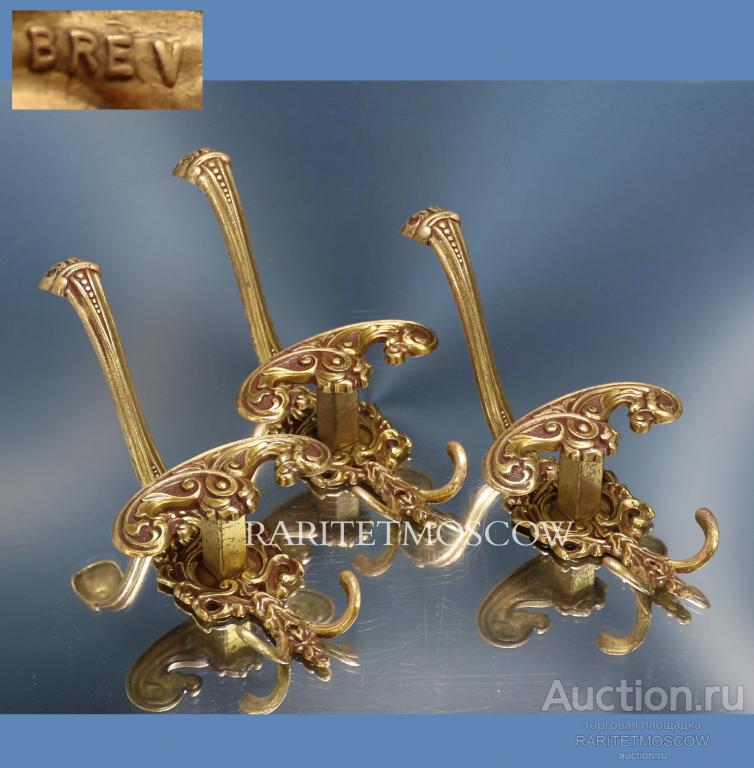 Крючок старинный антикварный вешалка бронза латунь BREV Италия 10